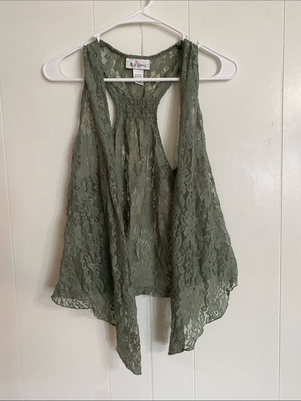 Sage Green Lace Racerback Tank Top - LG